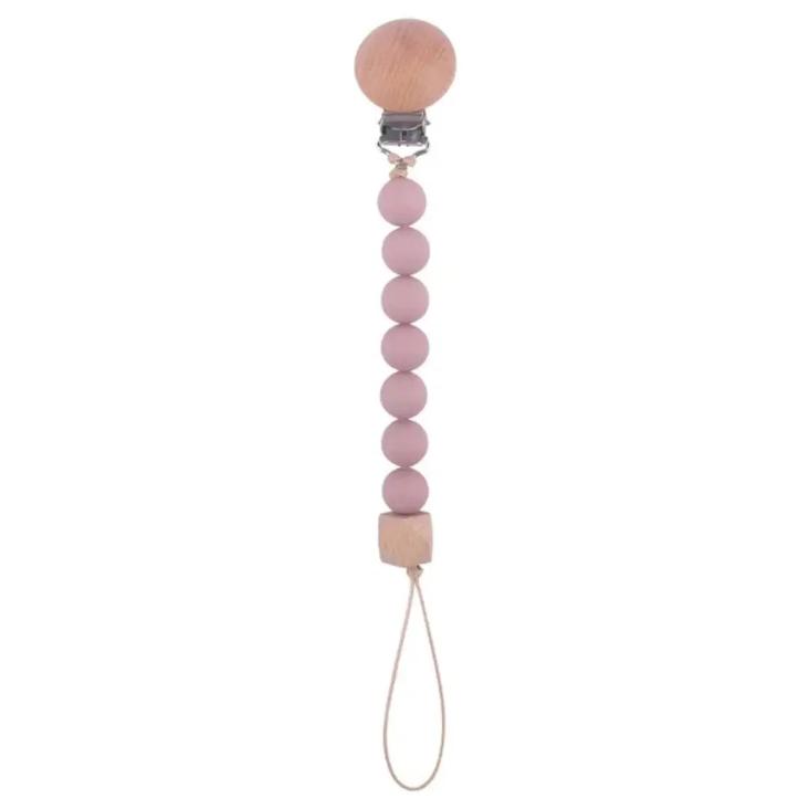 SILICON SCHNULLERKETTE MIT CLIP / MITTEL ROSA