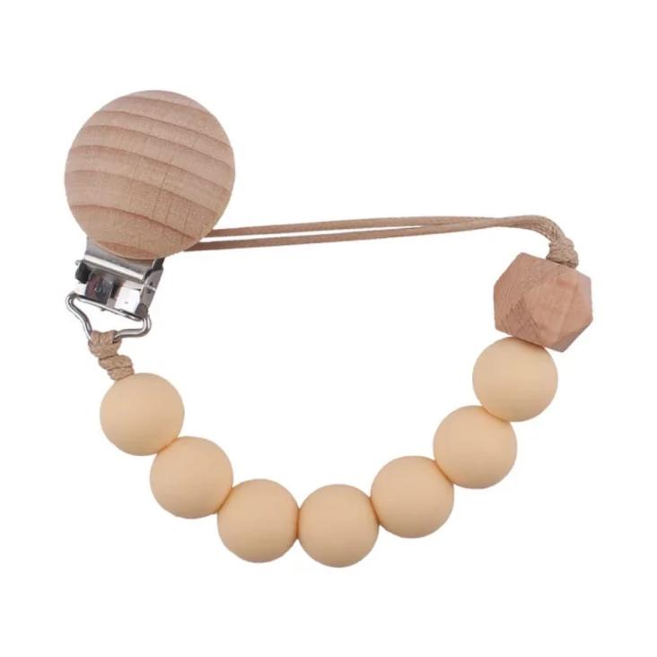 SILICON SCHNULLERKETTE MIT CLIP / PASTELL BEIGE