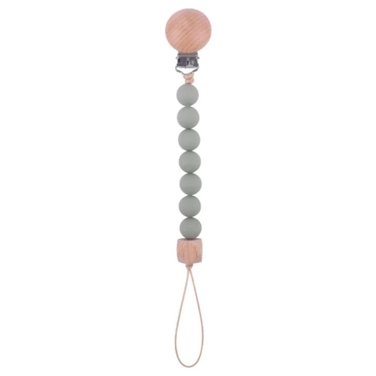 SILICON SCHNULLERKETTE MIT CLIP / PASTELL GRÜN