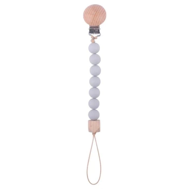 SILICON SCHNULLERKETTE MIT CLIP / PASTELL MITTELBLAU