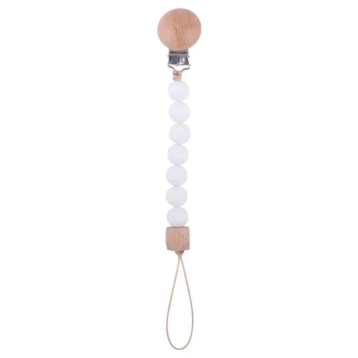 SILICON SCHNULLERKETTE MIT CLIP / WEISS