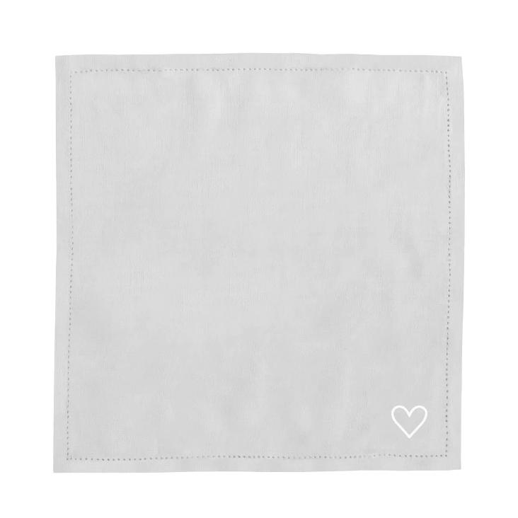LEINEN SERVIETTE WEISSES HERZ ♡ EINZELN - 0