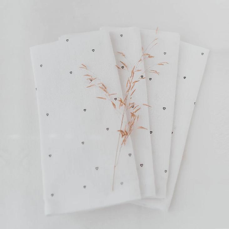 LEINEN SERVIETTE HERZEN ♡ EINZELN
