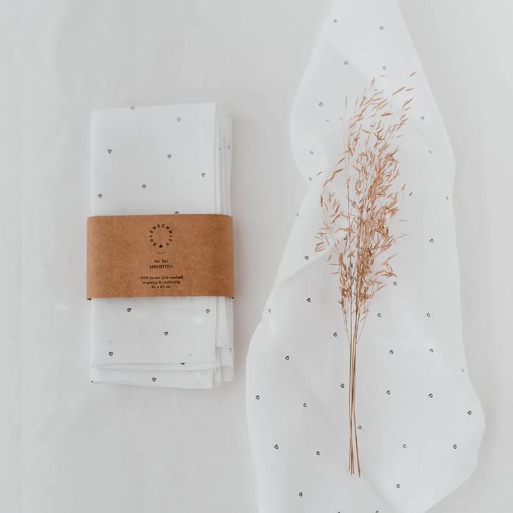 LEINEN SERVIETTE HERZEN ♡ EINZELN - 0