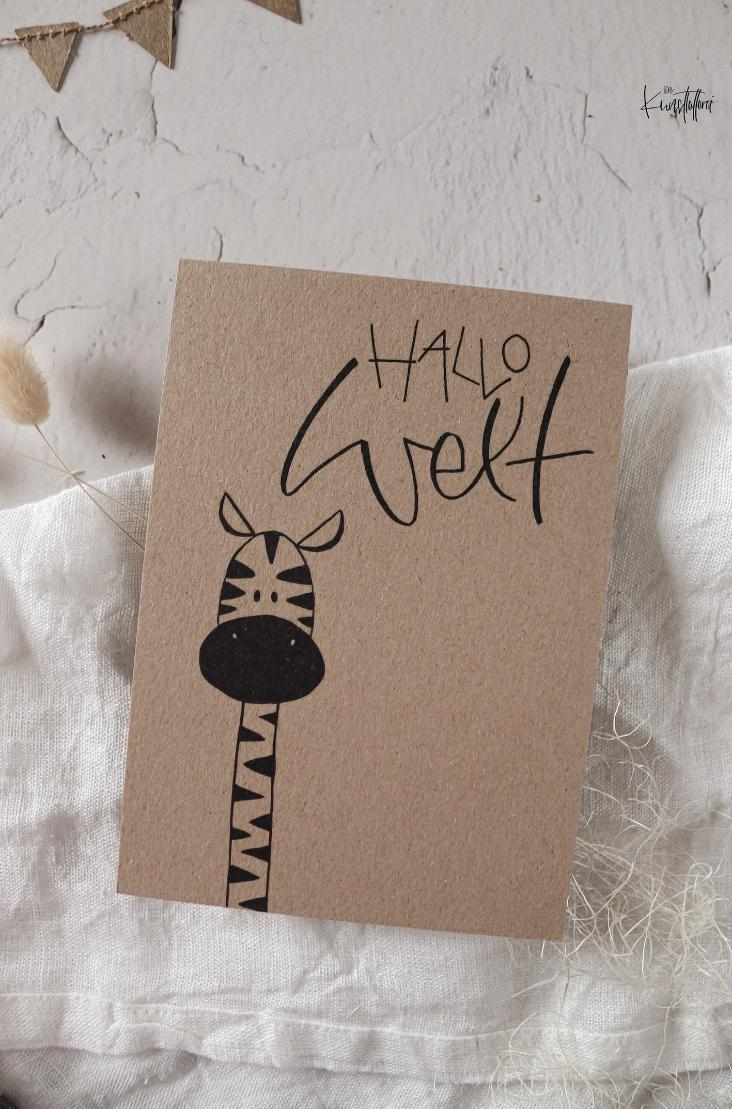 ZEBRA HALLO WELT (AUF KRAFTPAPIER)